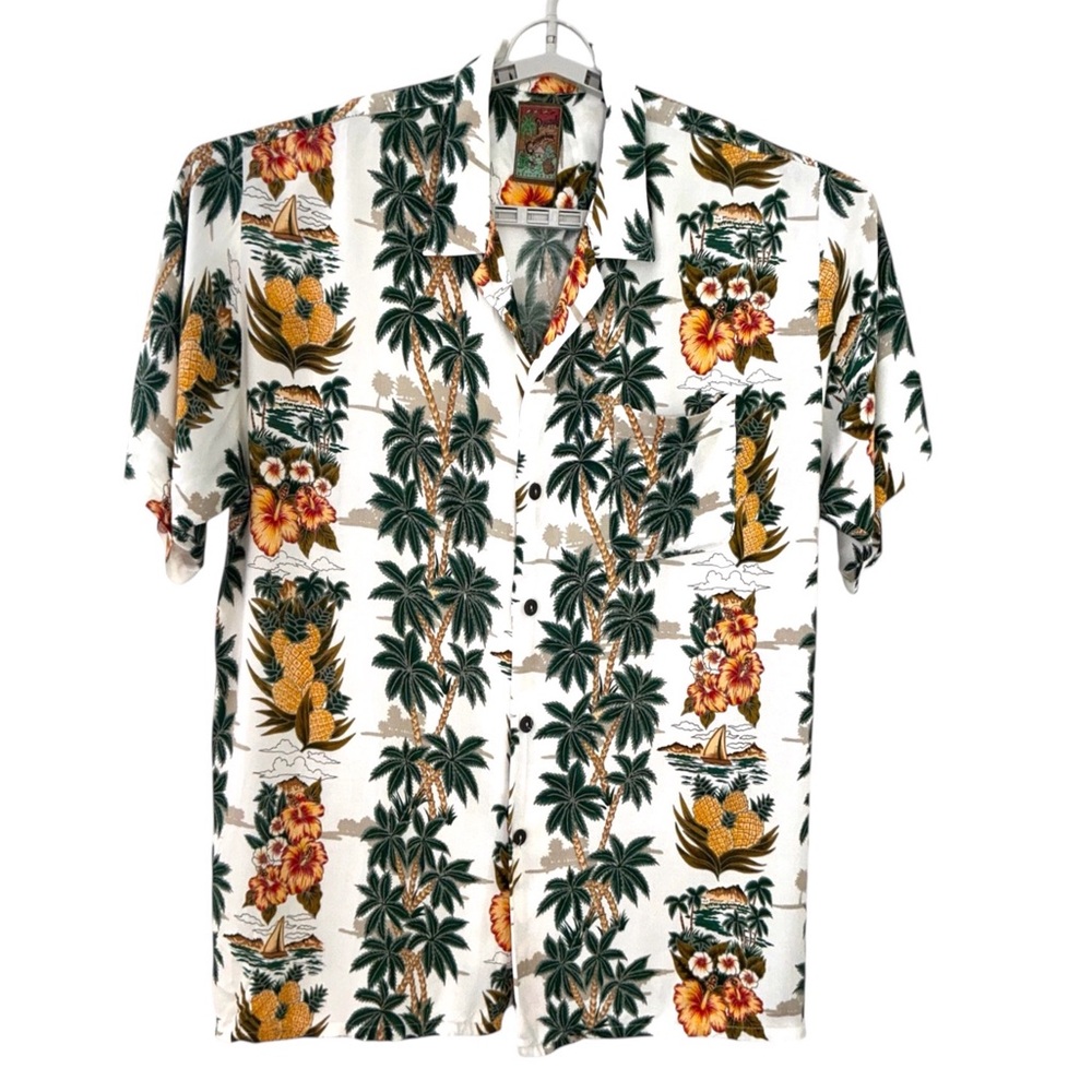 Vintage Hawaiian Pineapple Connection Mens Shirt Rayon Beach Shirt Button Up XL - Picture 14 of 14